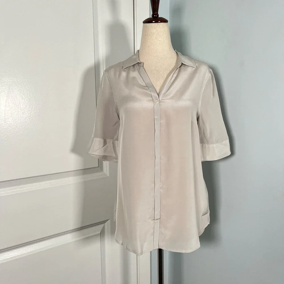 J. Crew 100 % silk button down shirt top blouse size Petite XXS - Picture 6 of 11